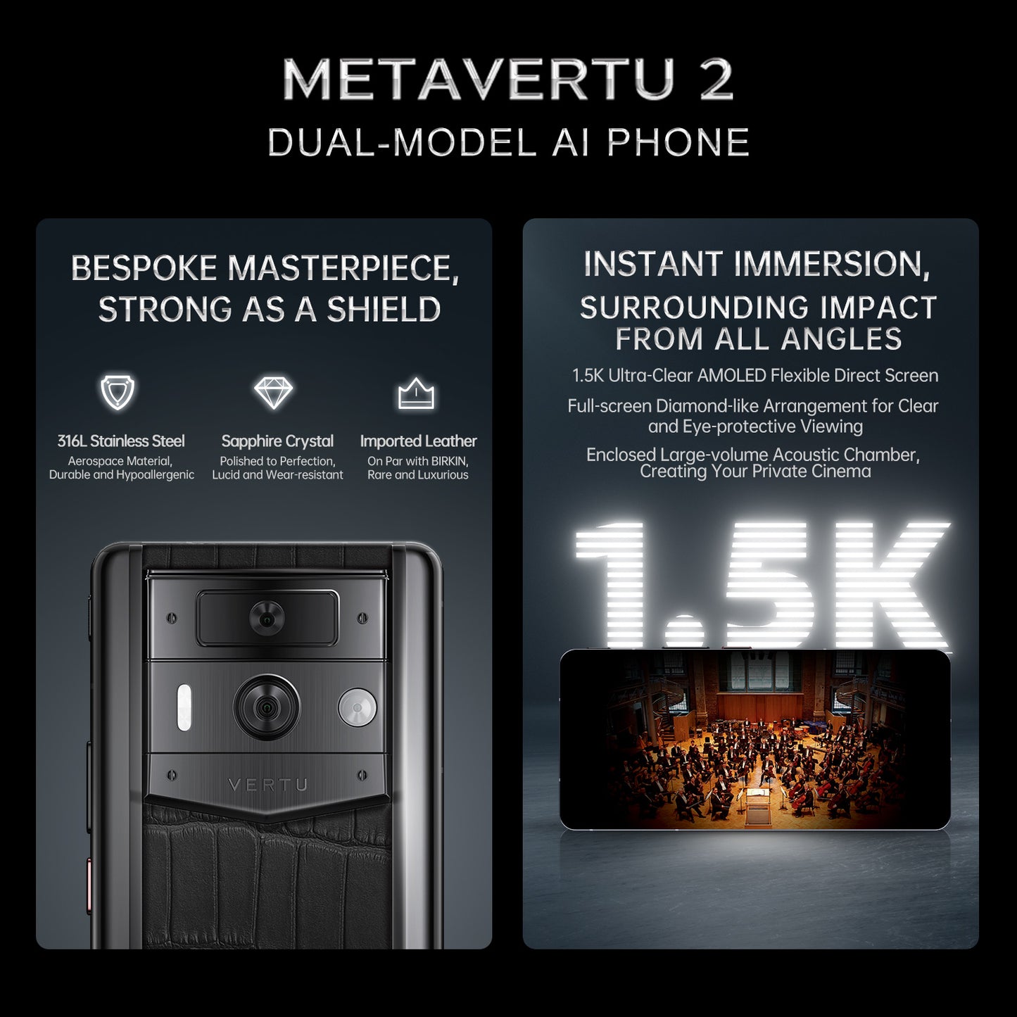 METAVERTU 2 MAX SCREEN ALLIGATOR SKIN WEB3 AI PHONE – BLACK