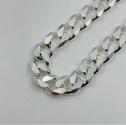 los angels 925 PURE SILVER Men's Cuban Chain Necklace 14K White Gold Finish