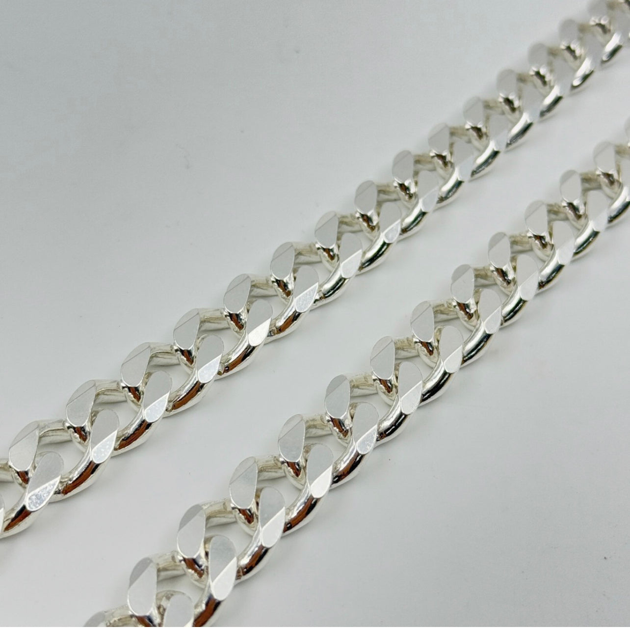 los angels 925 PURE SILVER Men's Cuban Chain Necklace 14K White Gold Finish