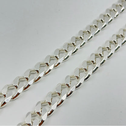 los angels 925 PURE SILVER Men's Cuban Chain Necklace 14K White Gold Finish